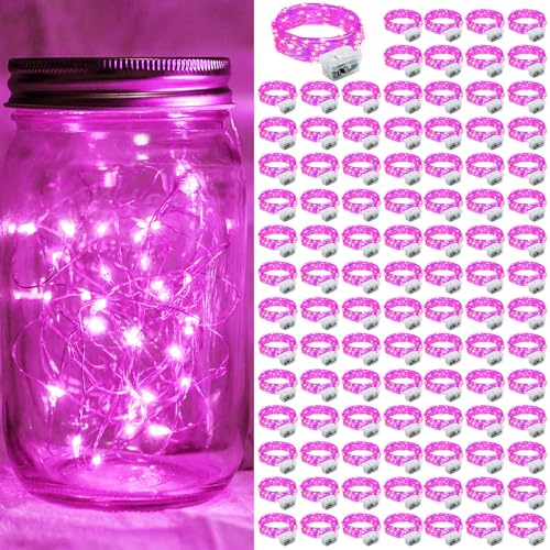 Pink 100-Count Fairy Lights 7ft 20LED Copper Wire Battery Operated 3 Modes IP65 Waterproof