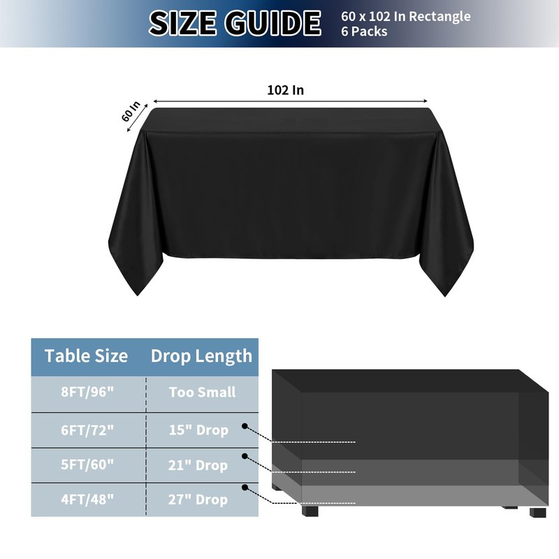PureFit 8 Pack Round Black Table Cloths 120 Inch for Round Tables, Stain and Wrinkle Resistant Table Linens for Home Use, Wedding, Party, Banquet and Camping