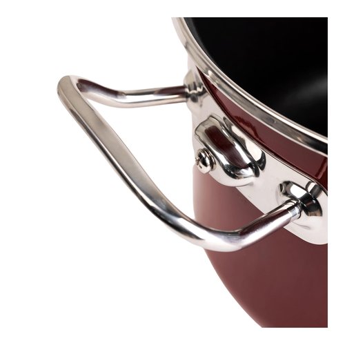 Vasconia Elegance 6-Quart Dutch Oven with Glass Lid Dishwasher, Grill & Oven Safe up to 480℉ (Enamel on Steel) Nonstick Interior, Stainless Handles, Great for Baking, Roasting & Stewing (Dark Red)