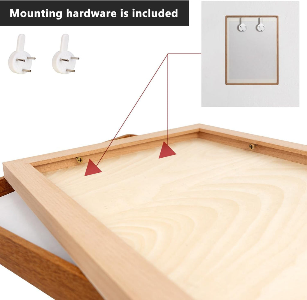 Zibrelte Natural Wood 12x18 Picture Frame, Display 11x17 Photo with Mat or 12x18 Without Mat, Solid Teak Wood Poster Frame with Plexiglass, Tabletop and Wall Hanging Display