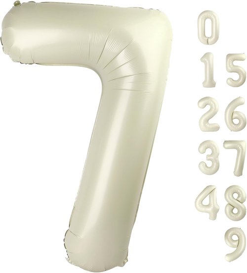 7 Balloon Numbers by [Brand Name] - 40 Inch Cream White Birthday Decorations for Ages 7, 17, 27, 70