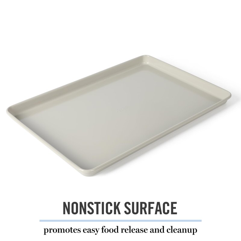 Martha Stewart Gallen 17 x 11 Inch Nonstick Carbon Steel Cookie Sheet – Cool Grey, Durable Bakeware for Even Baking and Easy Cleanup