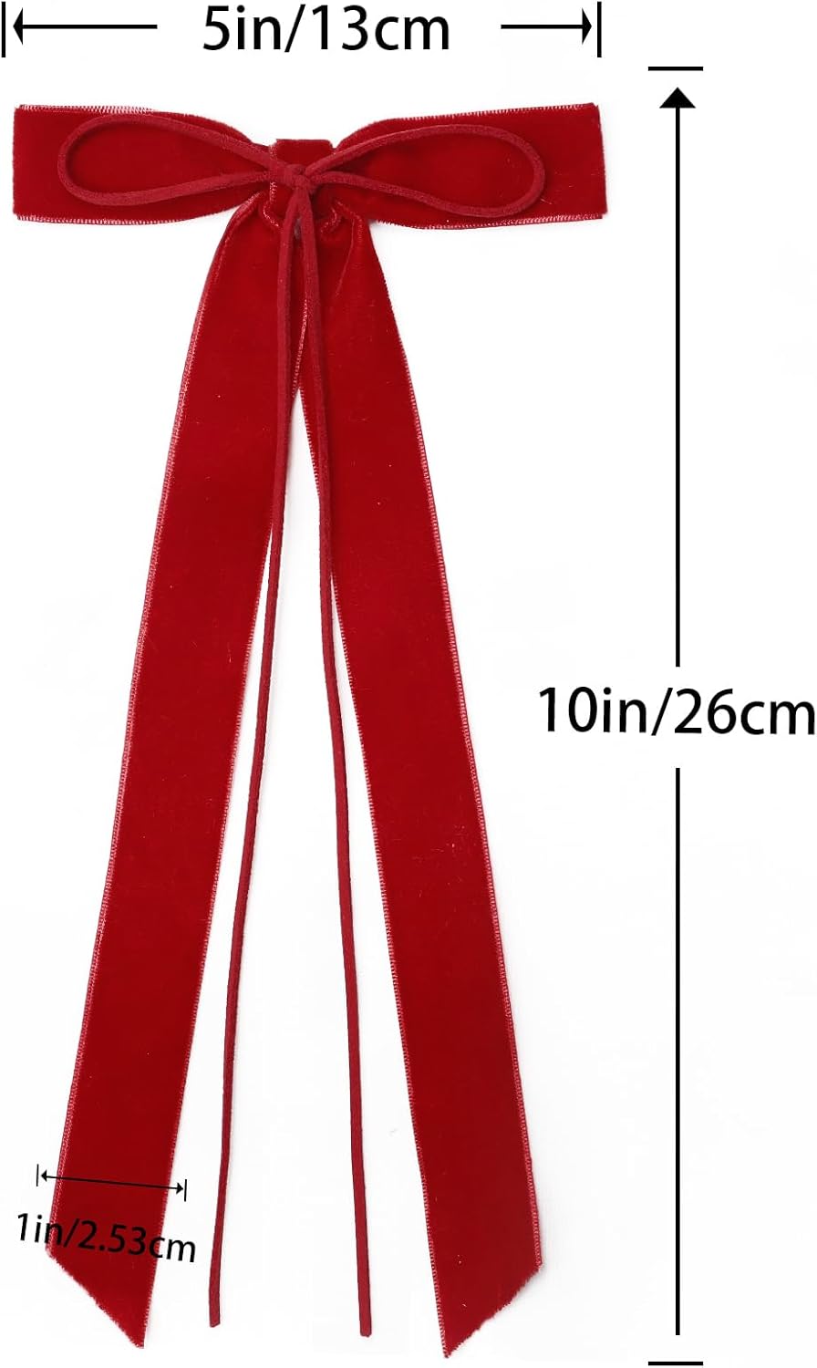 Regine Switzerland Red Velvet Ribbon Bows - 12Pcs 5in x 10in Xmas Tree Ornaments | Holiday Decor