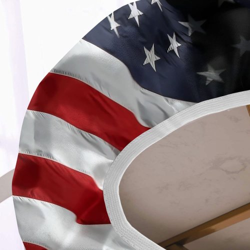 4th of July Oval Fitted Tablecloths, American Bald Eagle on American Flag Elastic Edged Table Covers, Fits Tables up to 48" x 68", Windproof Table Cloths for Indoor Restaurant Outdoor Dining Decor