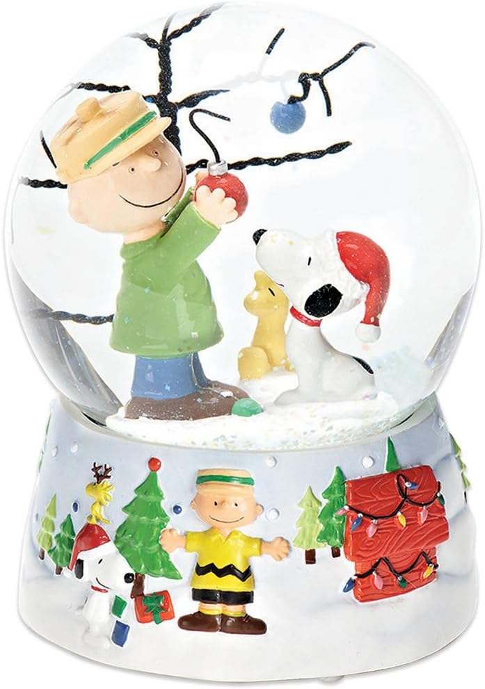 Roman Peanuts | Snoopy & Charlie Brown 100mm Musical Water Globe for Christmas Decor