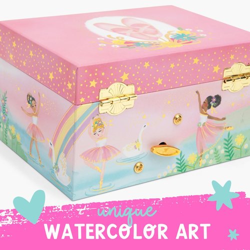 Giggle & Honey Musical Ballerina Jewelry Box for Girls - Kids Dancing Ballerina Music Box with Mirror, Ballet Gifts for Little Girls, Jewelry Boxes, Childrens Birthday Gift, Ages 3-10