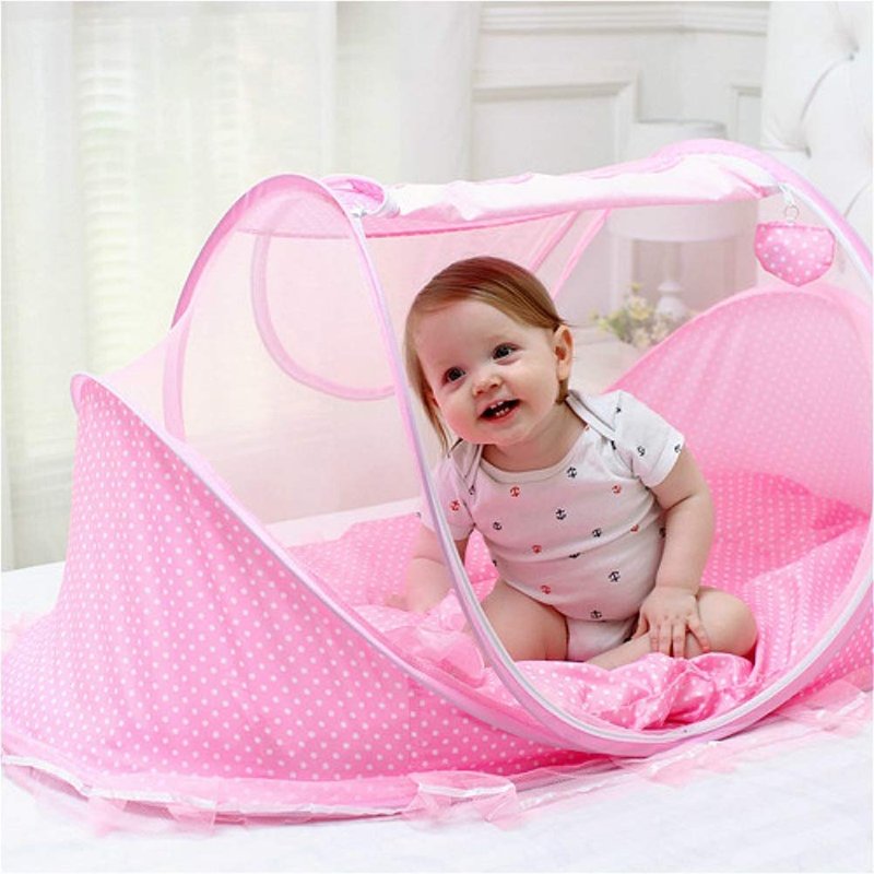 Portable Foldable Baby Bed Net Newborn Sleep Bed Travel Bed for Home Use (Pink)