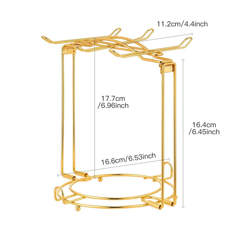 CHILDIKE Teacups and Saucers Display Stand, Tea Cup Holder, Metal Foldable Storage Rack for Espresso and Cappuccino Cup - Gold