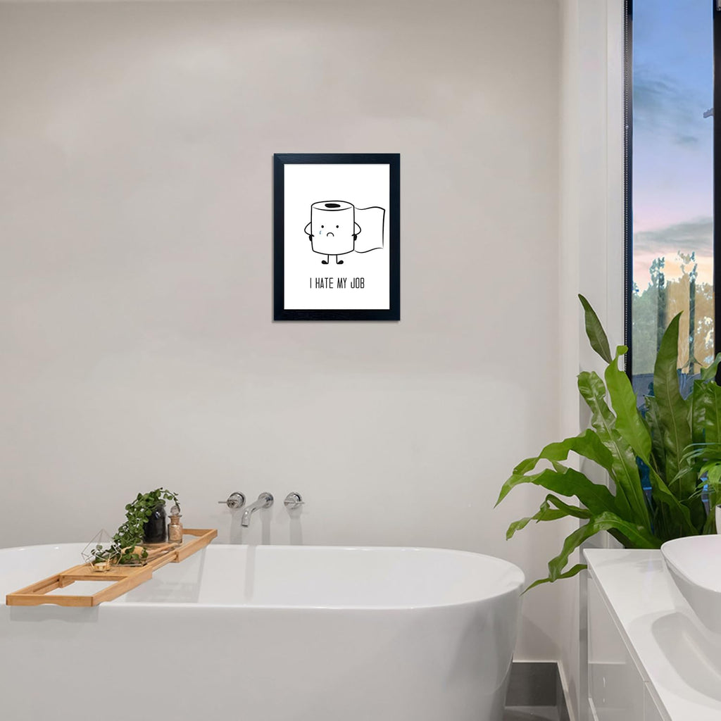 Regine Switzerland Black and White Bathroom Wall Art - Humorous Toilet Paper Canvas Print