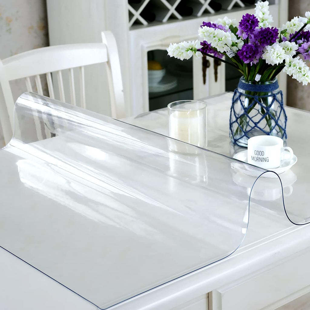 Royhom Clear Table Protector 40 x 60 Inch - 2mm Thick Plastic Table Cover, Clear Table Cover Protector Rectangle, Waterproof PVC Desk Mat for Coffee Table, Writing Desk, Dining Room, Dresser
