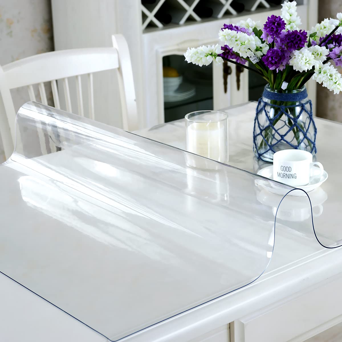 Royhom Clear Table Protector 40 x 60 Inch - 2mm Thick Plastic Table Cover, Clear Table Cover Protector Rectangle, Waterproof PVC Desk Mat for Coffee Table, Writing Desk, Dining Room, Dresser