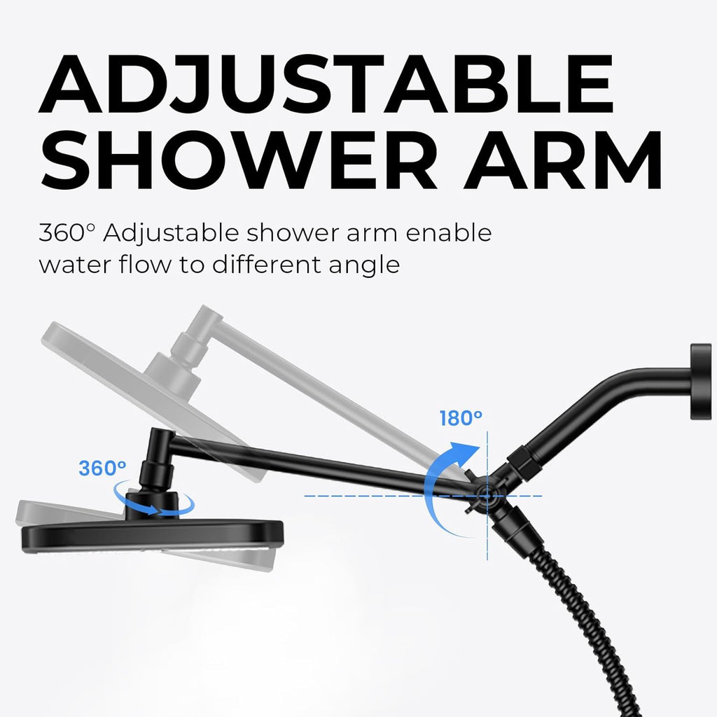 Skiennix Wide Rain Shower Head - 5 Modes Handheld Showerhead Combo with High Pressure | Adjustable Black Design