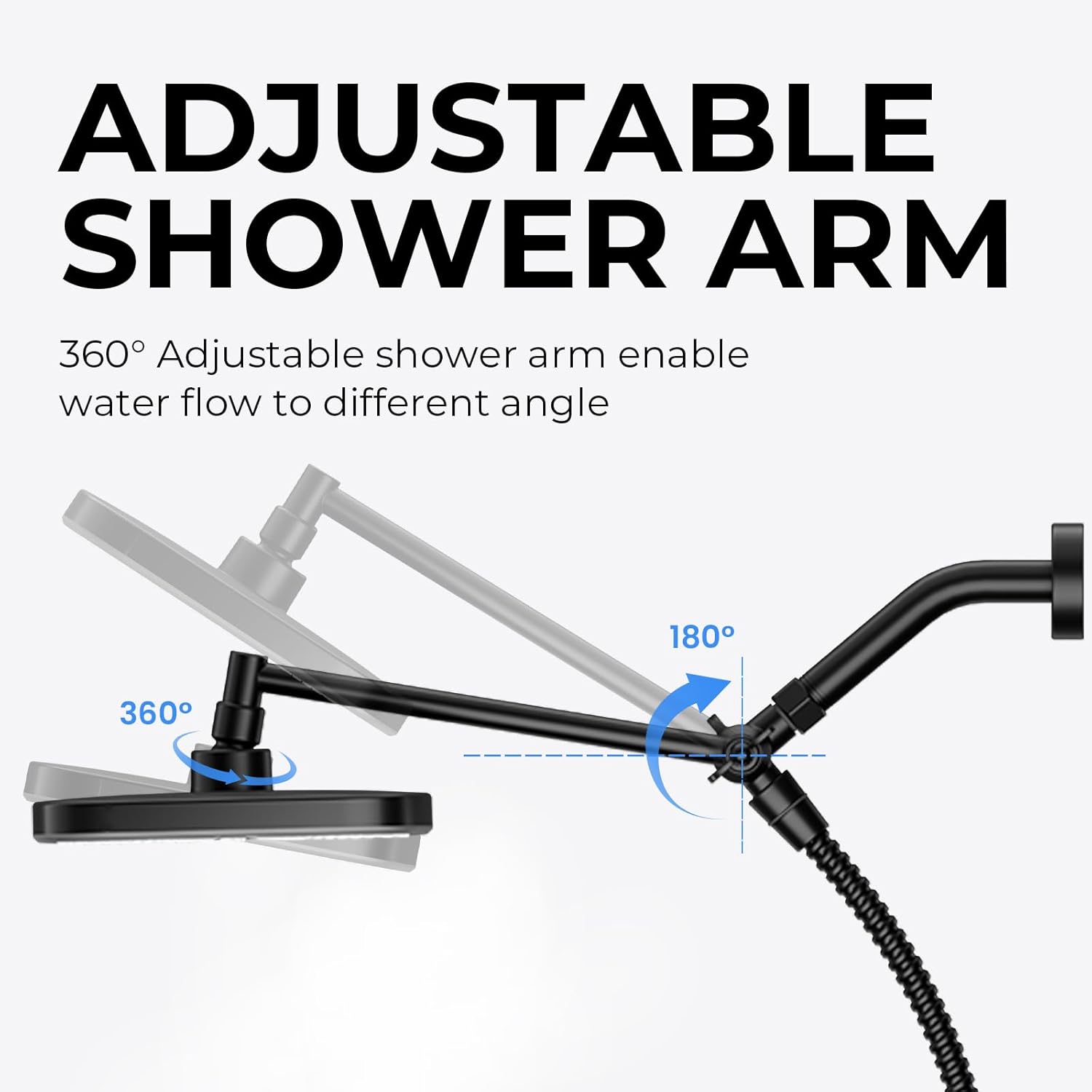 Skiennix Wide Rain Shower Head - 5 Modes Handheld Showerhead Combo with High Pressure | Adjustable Black Design