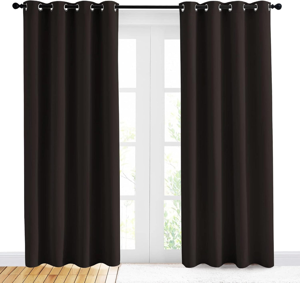 NICETOWN Blackout Curtains - Energy Smart Thermal Insulated Drapes for Living Room | 2 Panels, 42"x84", Toffee Brown