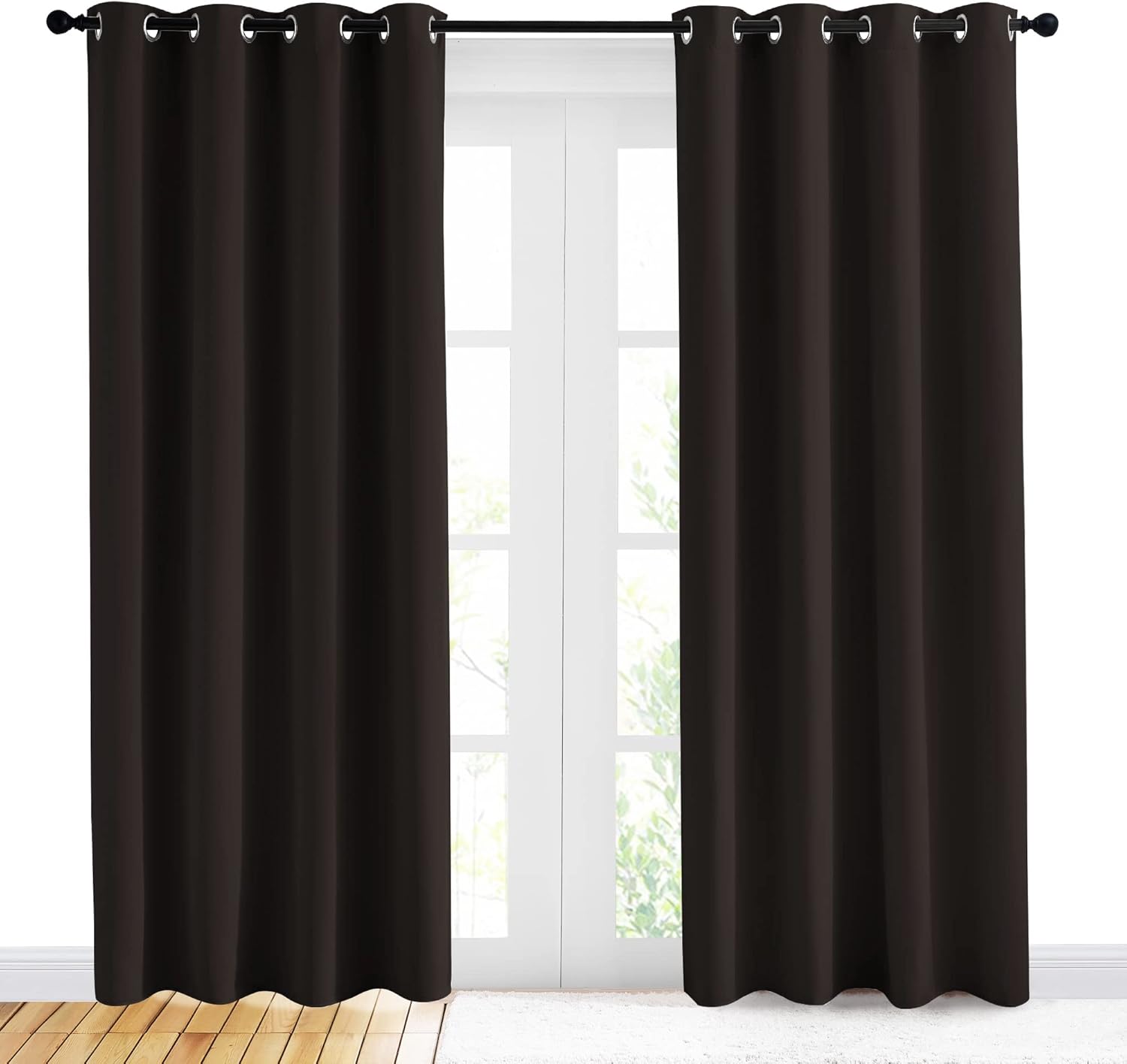 NICETOWN Blackout Curtains - Energy Smart Thermal Insulated Drapes for Living Room | 2 Panels, 42"x84", Toffee Brown