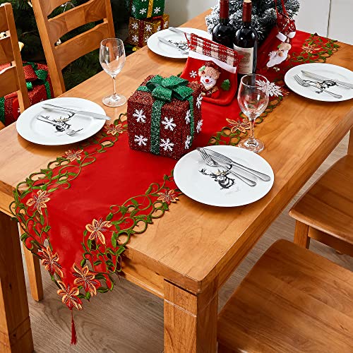 Christmas Embroidered Table Runner 13x69 Inch Holiday Decor