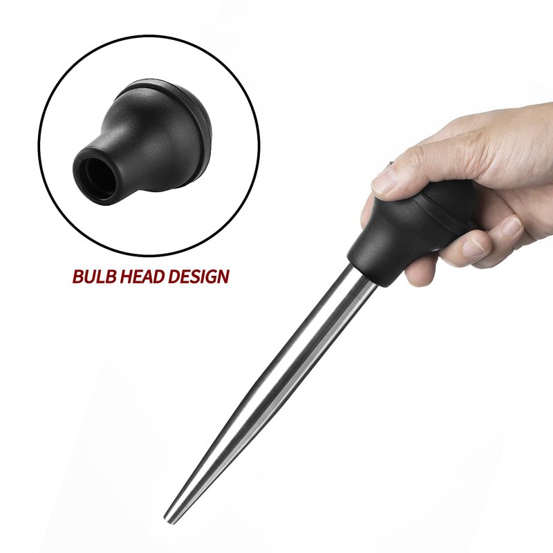JY COOKMENT Stainless Steel Turkey Baster Baster Syringe for Cooking Meat Injector Set with 2 Marinade Needles 1 Basting Brush1 Cleaning Brush for Home Baking Kitchen Tool,2023 UPDATE