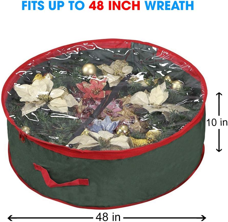 Primode Christmas Wreath Storage Bag - Extra Large 48" with Clear Window | Durable 600D Oxford Material | Ideal for Holiday Decor