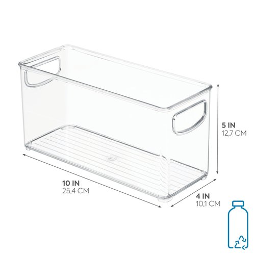iDesign Slim Clear Plastic Stackable Storage Bin, Tall Narrow Organizer for Kitchen or Pantry