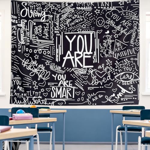 Black & White Motivational Quote Tapestry - Positive Affirmation Wall Decor