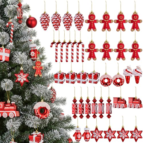 Soulchen 40 Pcs Red White Candy Christmas Tree Ornaments Holiday Decorations