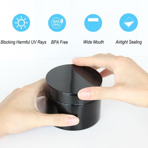 Matoolser Black Glass Smell Proof Storage Jar 150ml Wide Mouth Airtight UV Protection Container for Spice Coffee