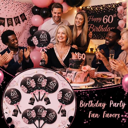 50-Piece 60th Birthday Party Favor Set with Fans and Thank You Cards