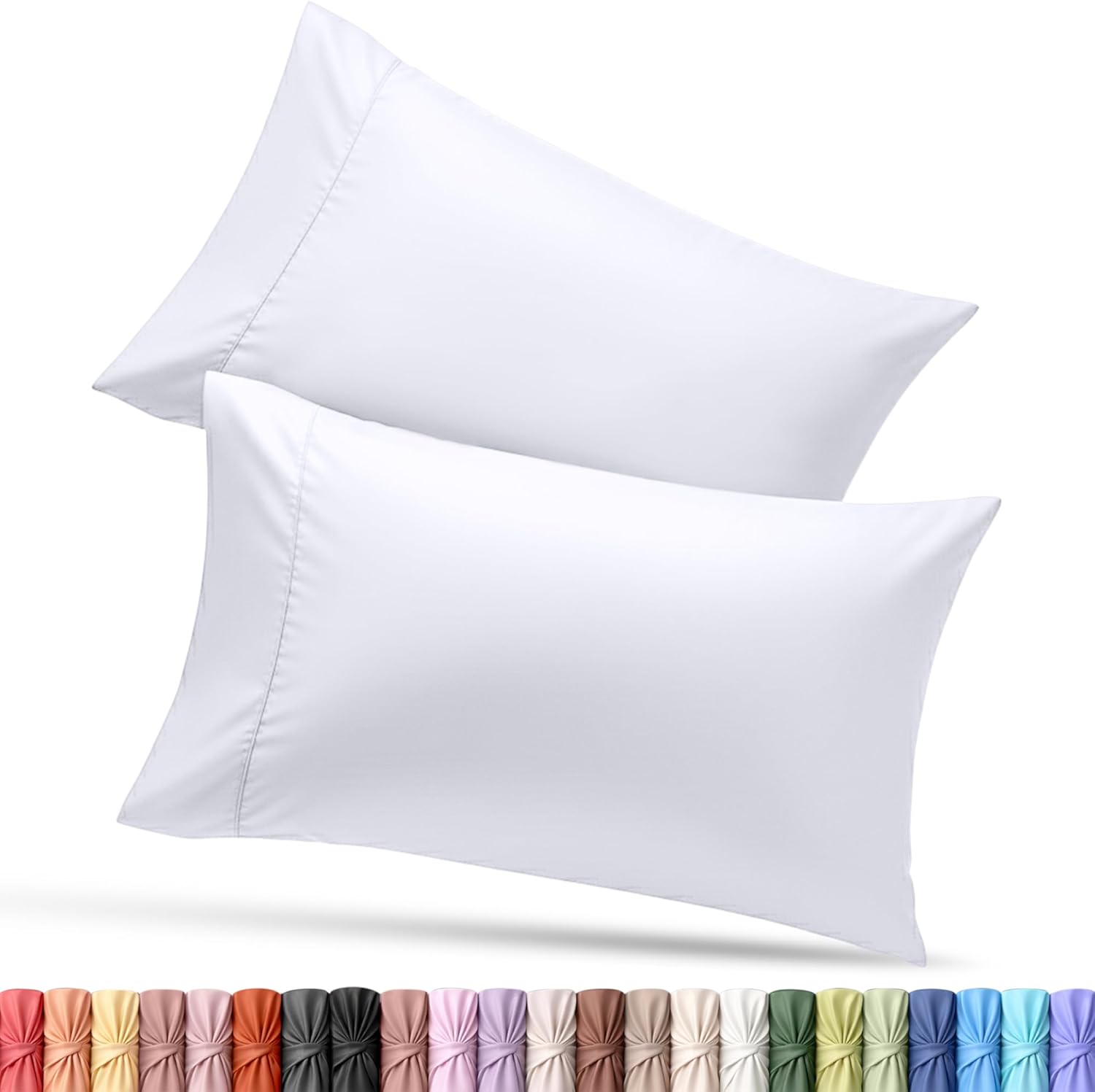 Utopia Bedding King Pillow Cases - Soft Brushed Microfiber - 2 Pack, 20 X 40 Inches | Fade Resistant, White