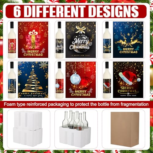 Jingmore 6-Pack Coquito Bottles 750ml Glass Bottles with Cork Lids & Accessories