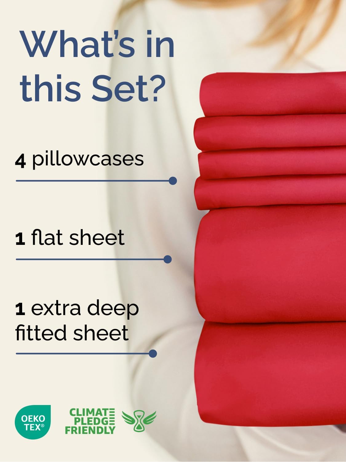 Skiennix Extra Deep Cal King Sheet Set - 6 Piece Cooling Sheets for Ultimate Comfort - Soft, Wrinkle-Free Red Bedding