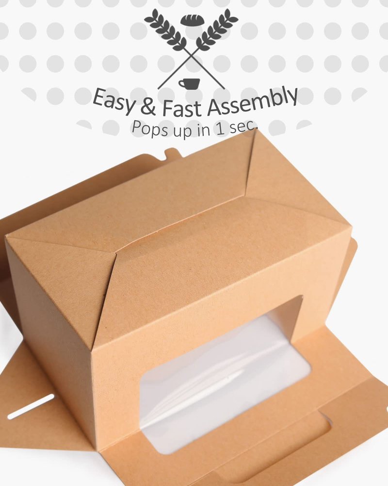 qiqee Black Cupcake Box Two Holder 6.5x3.6x3.5inch(2.2" Top) 50pcs 2 Cupcake Boxes With Window