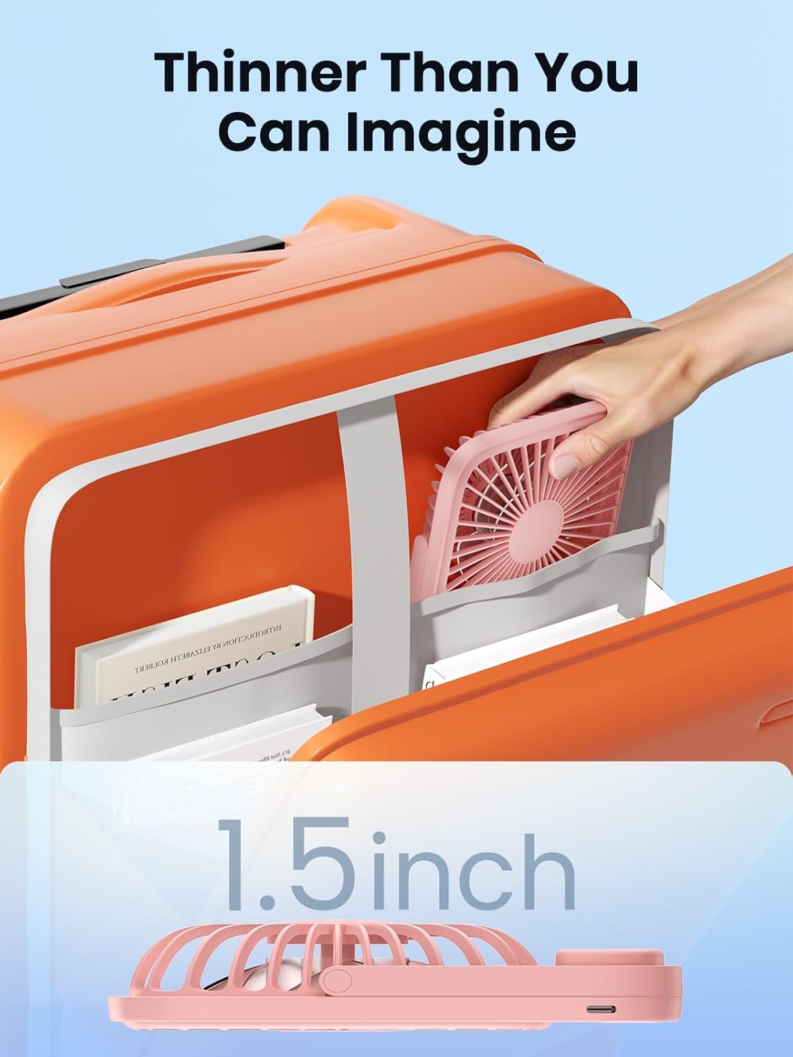 TOPK Portable Desk Fan - 5000mAh Ultra-Thin Rechargeable Battery Operated Fan | Quiet 4-Speed for Office & Travel