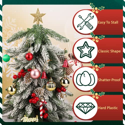 Mini Gold Star Christmas Tree Topper - 2.36 Inch Glitter Treetop Ornament