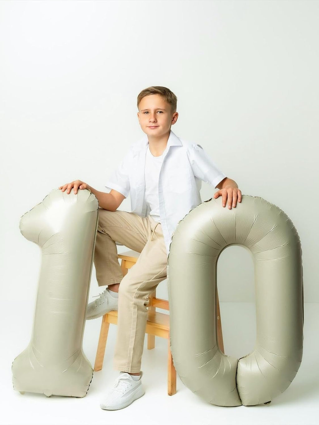 Skiennix 40-Inch Number 10 Balloon - Cream Foil Birthday Decoration for Men & Women