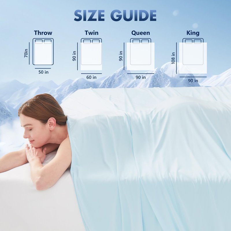 GOHERO Cooling Blanket King 90"x108" - Double Sided Summer Blankets for Hot Sleepers - Lightweight Soft Arc-Chill Q-Max >0.5 Blanket Absorbs Heat to Keep Cool on Warm Nights Blue