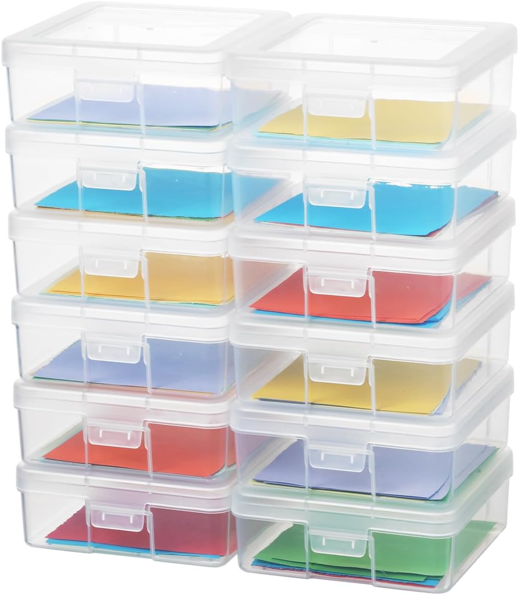 Novelinks Clear Plastic Storage Containers - Stackable Organizers with Lids for Crafts & Games | 12 Pack Small