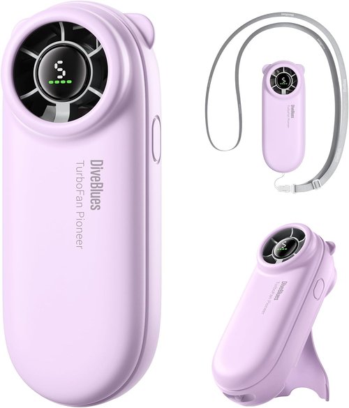 Diveblues TurboBear Portable Handheld Fan - 5-Speed Rechargeable Mini Fan for Travel | Cute Gift for Women