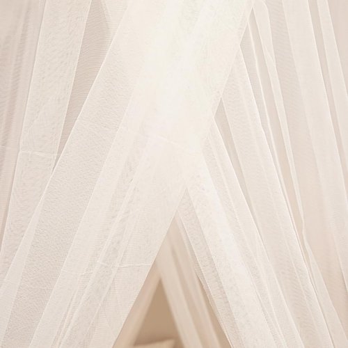Mengersi Bed Canopy for Girls,Canopy Bed Curtains Double Layer Sheer Mesh Round Lace Princess Mosquito Net for Twin Full Queen King Bed Bedroom Decoration (White)