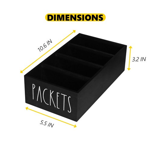 CHONIC Seasoning Packet Organizer, Pantry Organizer, Food Packet Storage Organizers, Modern Farmhouse Kitchen Organization Bins for Food Mixes, Spices, Gravy, Taco, and Dressings Packets (Black)