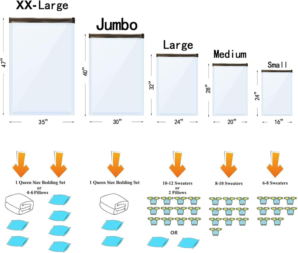 XX Large Vacuum Storage Bags by [Brand Name] - Space Saver Compression Bags for Blankets & Clothes