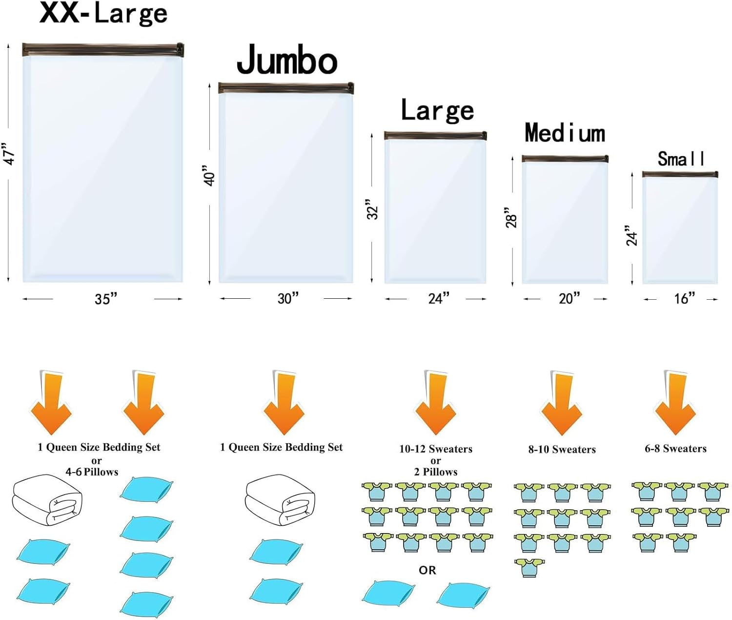 XX Large Vacuum Storage Bags by [Brand Name] - Space Saver Compression Bags for Blankets & Clothes