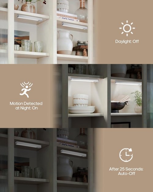 GOODEA 6-Pack LED Under Cabinet Lights - Wireless Rechargeable Motion Sensor | Dimmable Indoor Lighting for Closets, Stairs, Hallways