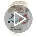 Set of 2 Floating Glass Bathroom Shelves with Towel Rod, 15.7-Inch