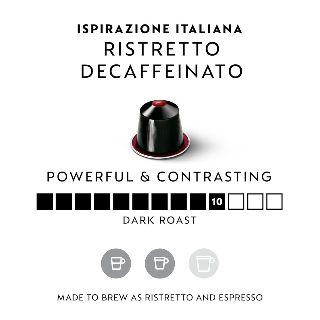 Nespresso Ristretto Decaffeinato Capsules - Dark Roast Coffee Pods | 50 Count Original Line