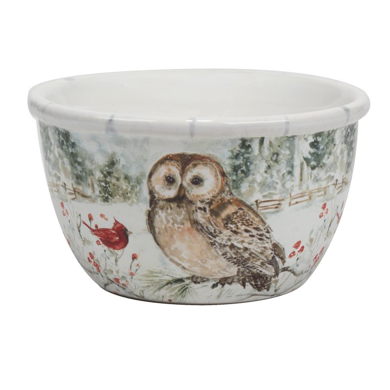 Winter’s Walk Set of 4 Ceramic Ice Cream Bowls – Perfect for ice cream, fruit, or snacks, these nature-inspired bowls feature forest animals in a tranquil snowy landscape 5.25"
