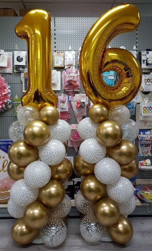 Gold Number 16 Balloon - 40 Inch Golden Birthday Decoration for 16th Party | Perfect for Girls & Boys