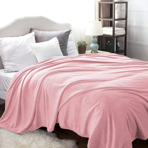 Bedsure GentleSoft Fleece Blanket - Plush Pink Queen Size 90x90 Inches | Soft, Lightweight, Cozy Luxury Throw