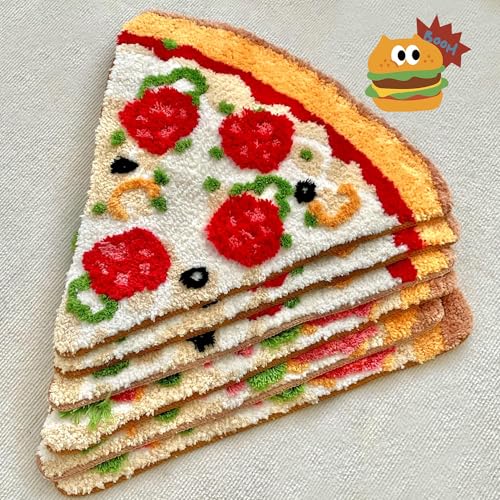 Funny Pizza Slice Rug, 24x24 Inch Fluffy Non-Slip Area Carpet for Home Decor
