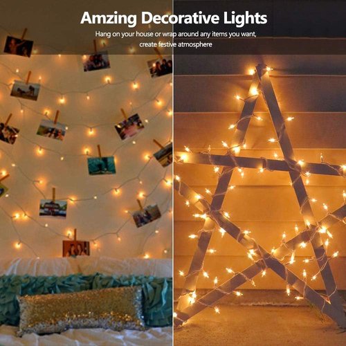 Brizled Clear Christmas Lights - 300 Count 69.6ft Connectable White String Lights for Indoor/Outdoor Use