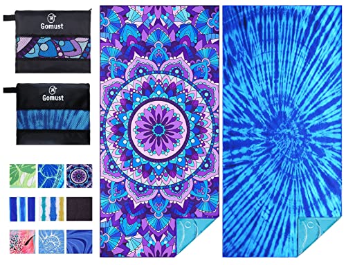 Oversized Microfiber Beach Towel 2-Pack, Sand-Free Quick-Dry Travel Towel